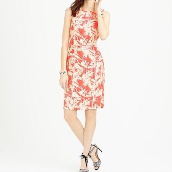 J Crew Size 8 Pink & Cream Tropical Print Open Back Dress - Picture 2 of 10